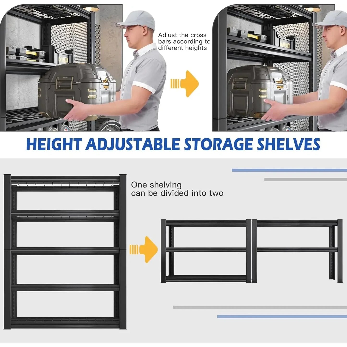 Heavy Duty Garage Shelving 72''H - 3010LBS Capacity