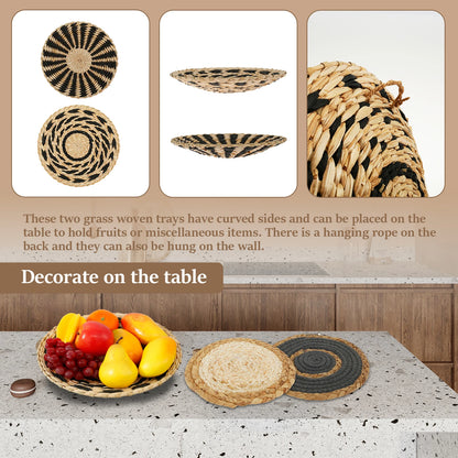 Natural Rattan Wall Basket Decor - Boho Handmade Farmhouse