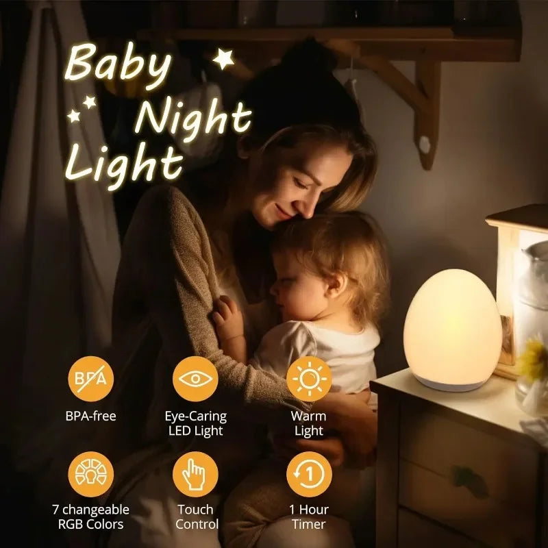 LED Dimmable Bedside Lamp - Rechargeable Nursery Night Light