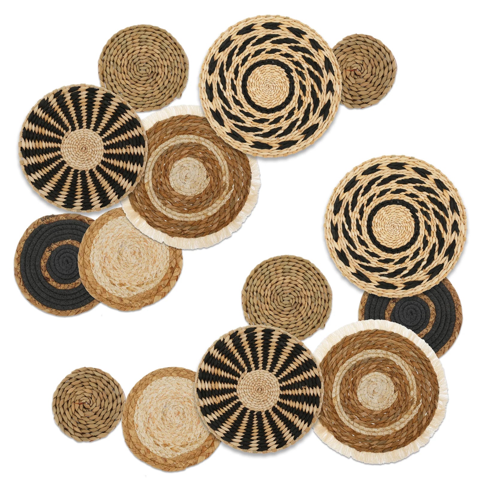 Natural Rattan Wall Basket Decor - Boho Handmade Farmhouse